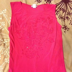 Pink large sleeveless blouse with embellishments